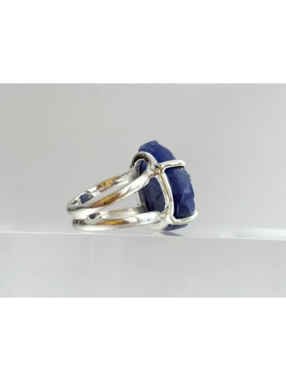 ARYA Rough Tanzanite Solitaire Gemstone Sterling Silver 925 Vintage Ring - sz 7